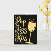 P Fizz Kiss Funny New Years Eve Wine Champagne  カード (黄色い花)