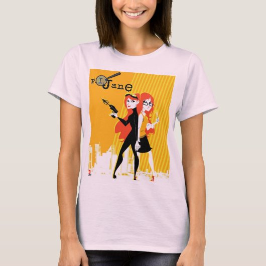 P.I.ジェーン基本ピンクの女性のTシャツ Tシャツ (正面)