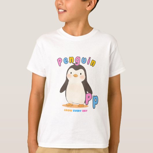 “P is for Penguin” Alphabet Tee – Grow Every Day Tシャツ (正面)