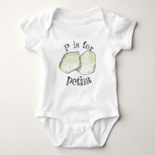 P IS FOR Petha MithaiインディアンSweet Agra India ベビーボディスーツ