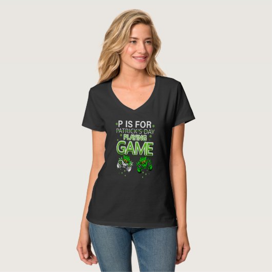 P Is For Playing Video Games Boys St Patricks Day  Tシャツ (正面フル)