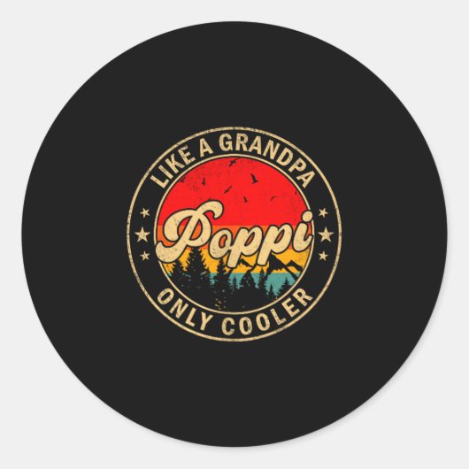 P Like A Grandpa Only Cooler Retro For Papa Grandp ラウンドシール (正面)