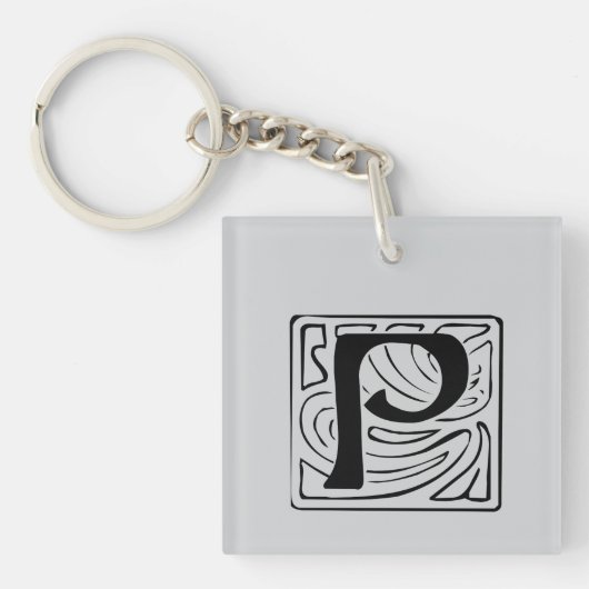 P Monogramm schwarz キーホルダー (正面)