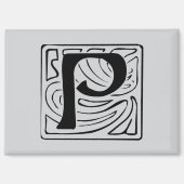 P Monogramm schwarz マグネット (正面)