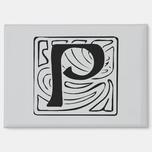 P Monogramm schwarz マグネット (正面)