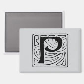 P Monogramm schwarz マグネット (正面/裏面)