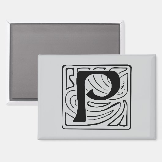 P Monogramm schwarz マグネット (正面/裏面)
