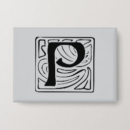 P Monogramm schwarz 缶バッジ