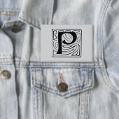 P Monogramm schwarz 缶バッジ (インサイチュ)