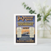 P&Oプレジャークルーズ – ヴィンテージ旅行ポスター ポストカード (スタンド正面)