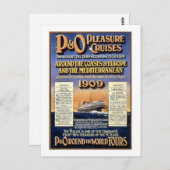 P&Oプレジャークルーズ – ヴィンテージ旅行ポスター ポストカード (正面/裏面)