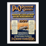 P&O Pleasure Cruises - Vintage Travel Poster ポスター<br><div class="desc">Around the coasts of Europe and the Mediterranean.  Round the World tours.</div>