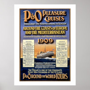 P&O Pleasure Cruises - Vintage Travel Poster ポスター