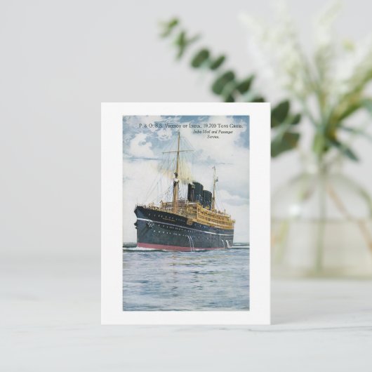 P&O S.S. インド総督 - ヴィンテージ トラベル ポスター ポストカード (スタンド正面)