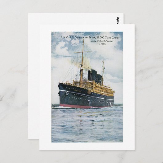 P&O S.S. インド総督 - ヴィンテージ トラベル ポスター ポストカード (正面/裏面)