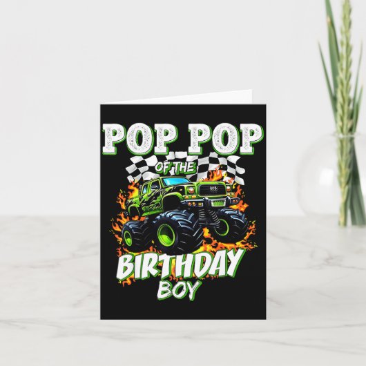 P P Of The Birthday Boy Monster Truck Birthday Kid カード (正面)