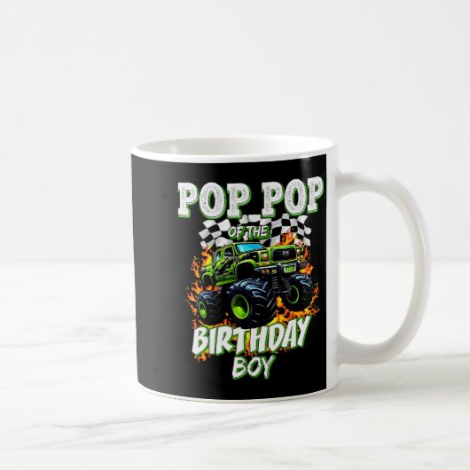 P P Of The Birthday Boy Monster Truck Birthday Kid コーヒーマグカップ (右)