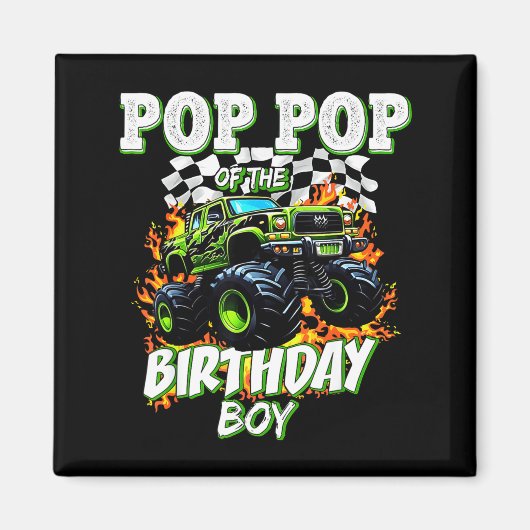 P P Of The Birthday Boy Monster Truck Birthday Kid マグネット (正面)