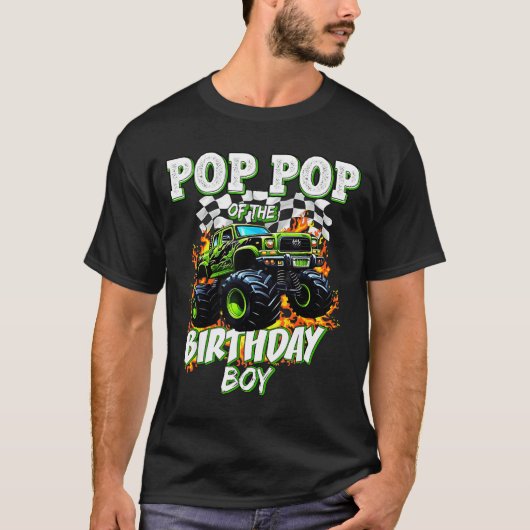 P P Of The Birthday Boy Monster Truck Birthday Kid Tシャツ (正面)