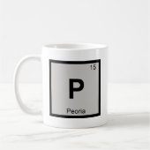 P - Peoria都市化学周期表の記号 コーヒーマグカップ (左)