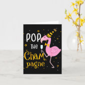 P The Champagne It's New Year! Funny Flamingo Drin カード (黄色い花)