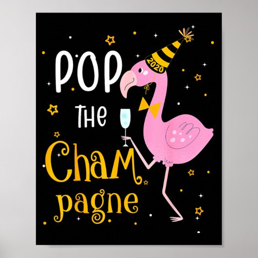 P The Champagne It's New Year! Funny Flamingo Drin ポスター (正面)
