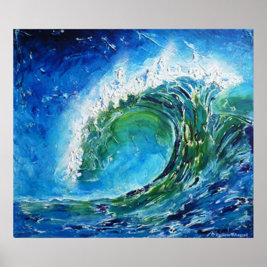 P Wherrellのファインアートの油絵の波の海の海 ポスター Zazzle Co Jp