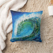 © P Wherrellのファインアートの油絵の波の海の海 クッション (ブランケット)