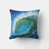 © P Wherrellのファインアートの油絵の波の海の海 クッション (裏面)