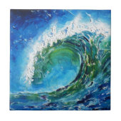 © P Wherrellのファインアートの油絵の波の海の海 タイル (正面)