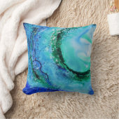 © P Wherrellの海の恋人の芸術の波の青緑 クッション (ブランケット)