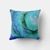© P Wherrellの海の恋人の芸術の波の青緑 クッション (裏面)