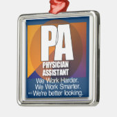 PAのモットー私達はより頭が切れるなオーナメントのクリスマスをより懸命に働かせます メタルオーナメント (左)