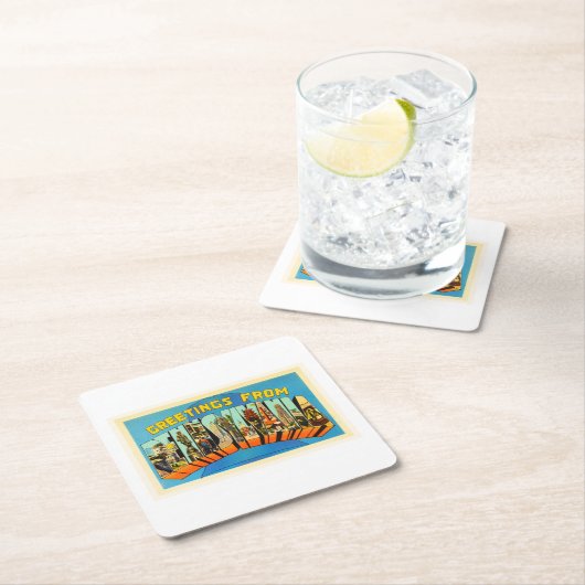 PAのヴィンテージ旅行記念品ペンシルバニア州 スクエアペーパーコースター (インサイチュ)