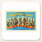 PAのヴィンテージ旅行記念品ペンシルバニア州 スクエアペーパーコースター (正面)