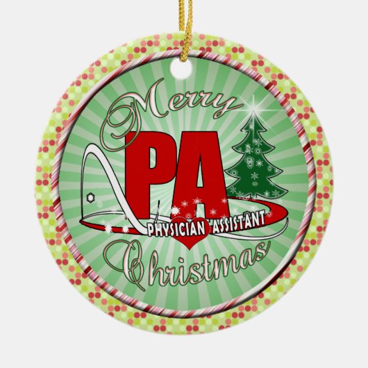 PAの医者の補助メリークリスマス セラミックオーナメント (正面)