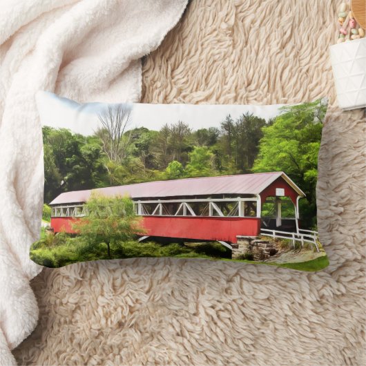 PAの屋根付橋の枕 ランバークッション (ブランケット)