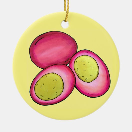 PAオランダ食品漬け懸命ゆで赤ビート卵 セラミックオーナメント (正面)