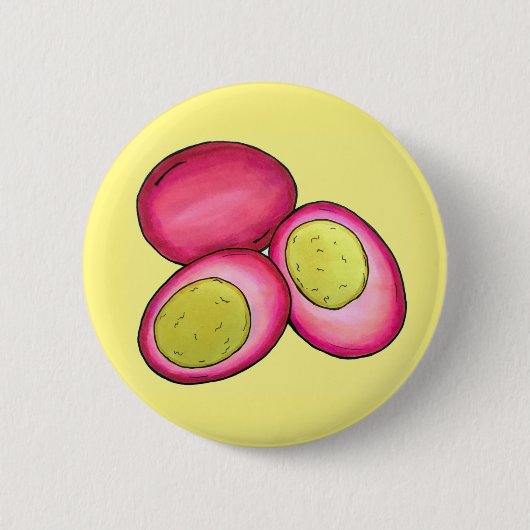 PAオランダ食品漬け懸命ゆで赤ビート卵 缶バッジ (正面)