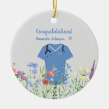 PAパーソナライズされた医師アシスタントの青いスクラブ