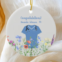 PAパーソナライズされた医師アシスタントの青いスクラブ