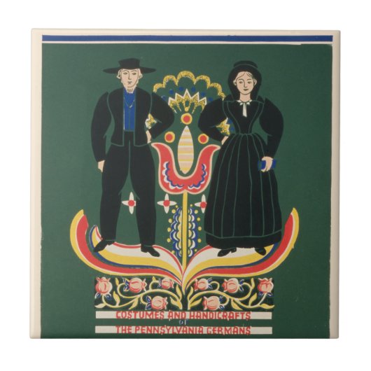 Paランカスター郡のヴィンテージ旅行ポスター タイル (正面)