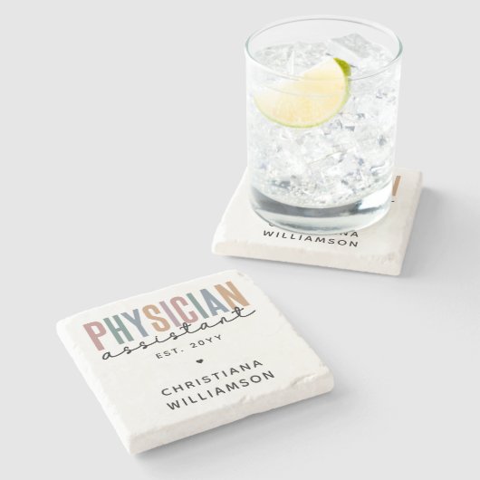 PA医パーソナライズされた師補助卒業 ストーンコースター (横)