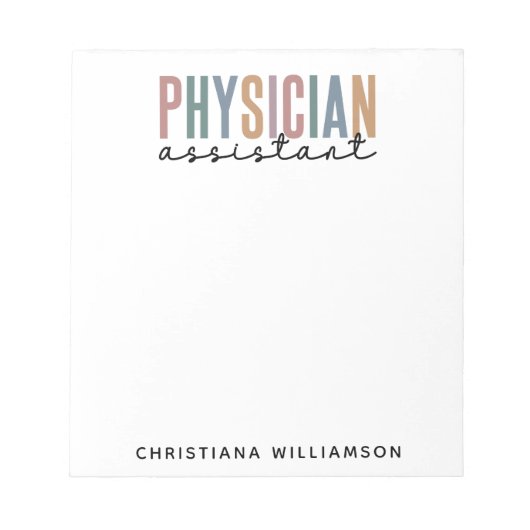 PA医パーソナライズされた師補助卒業 ノートパッド (正面)