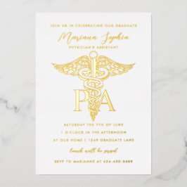 PA医師のアシスタントCADUCEUS卒業金ゴールド 箔招待状