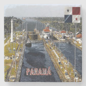 PA0003アメリカ – パナマ – 運河ロック – パノラマ ストーンコースター (正面)