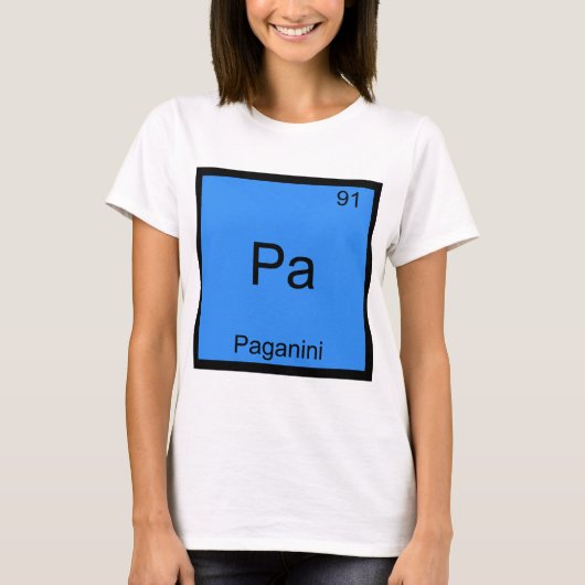 Pa - パガニーニ おもしろ 化学 元素記号 Tシャツ (正面)