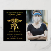 PA（医師助手）卒業写真 ゴールド 箔招待状 (正面)