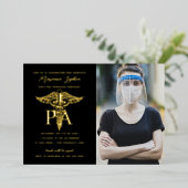 PA（医師助手）卒業写真 ゴールド 箔招待状 (立ち正面)