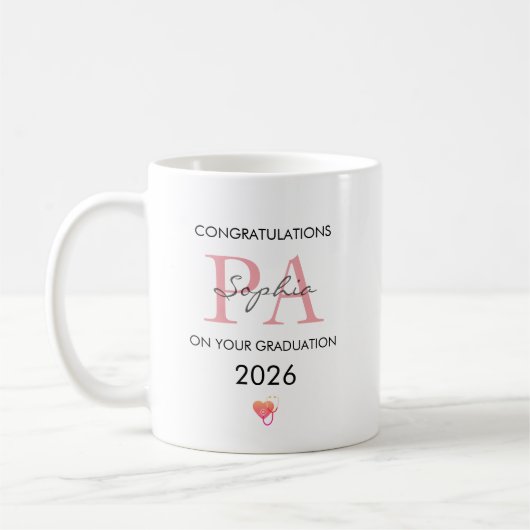 PA 卒業おめでとう 2026年卒 名前入り コーヒーマグカップ (左)
